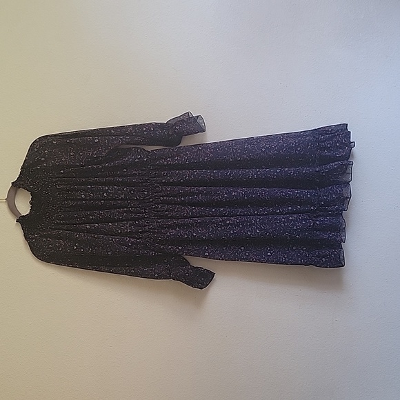 Boheewohee midi cowlneck raffle dress size large navy blue pink yellow - Picture 4 of 16